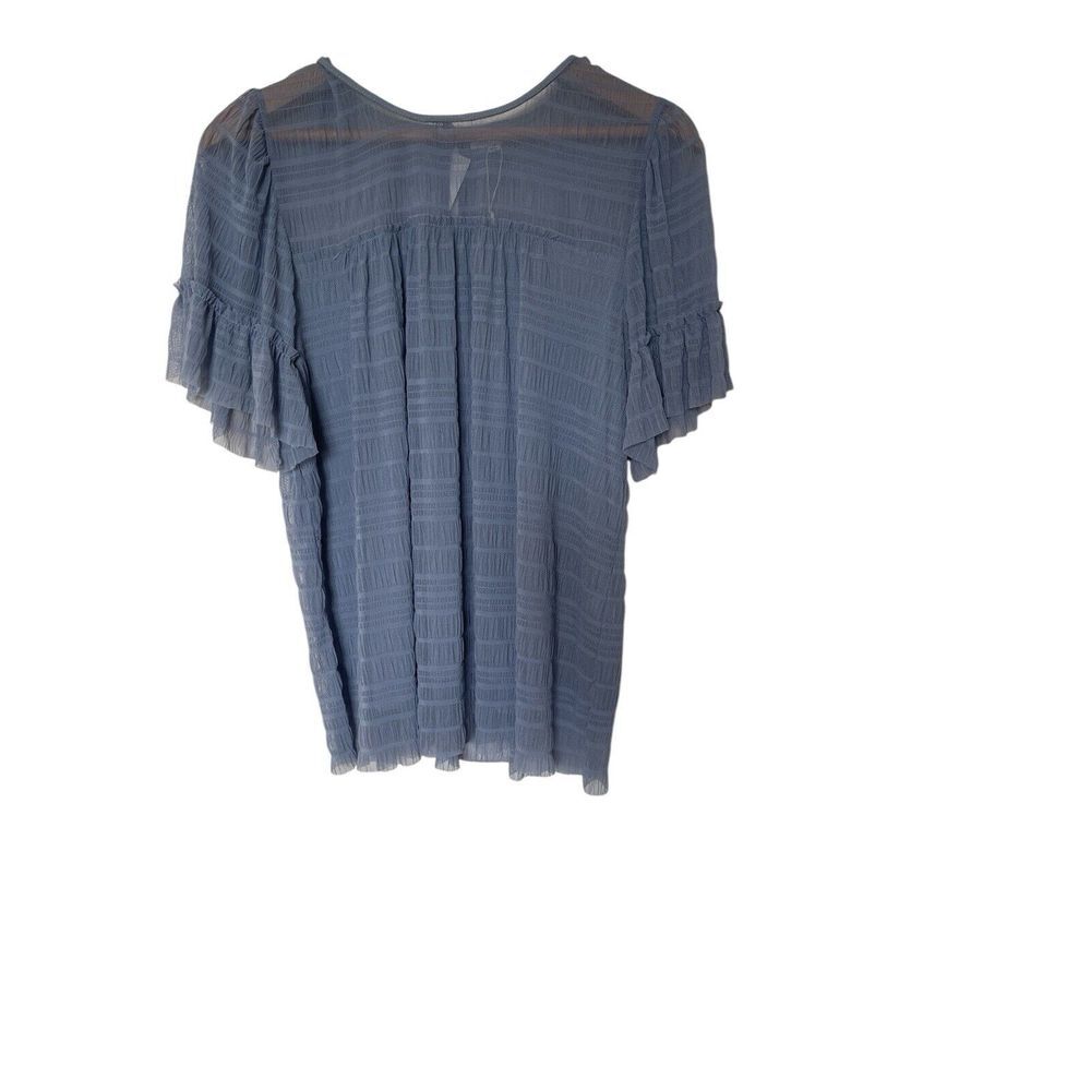 MAX STUDIO Mesh‎ Lace Top Sz XL Chambray Blouse Women's NWT